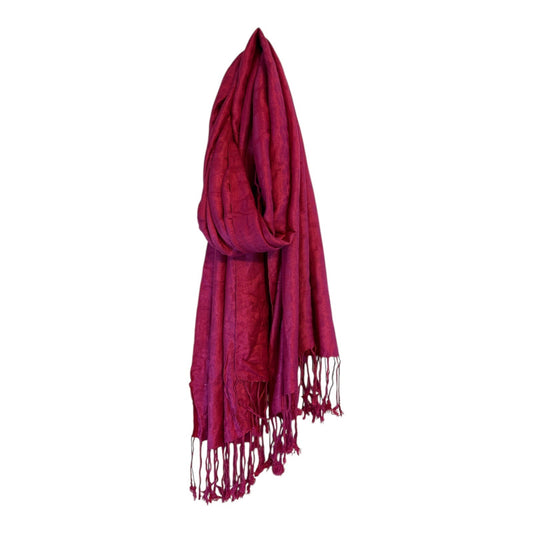 Capelli New York Fuchsia Fringe Scarf – 80” Long – 100% Rayon – Lightweight with Subtle Pattern – NWT