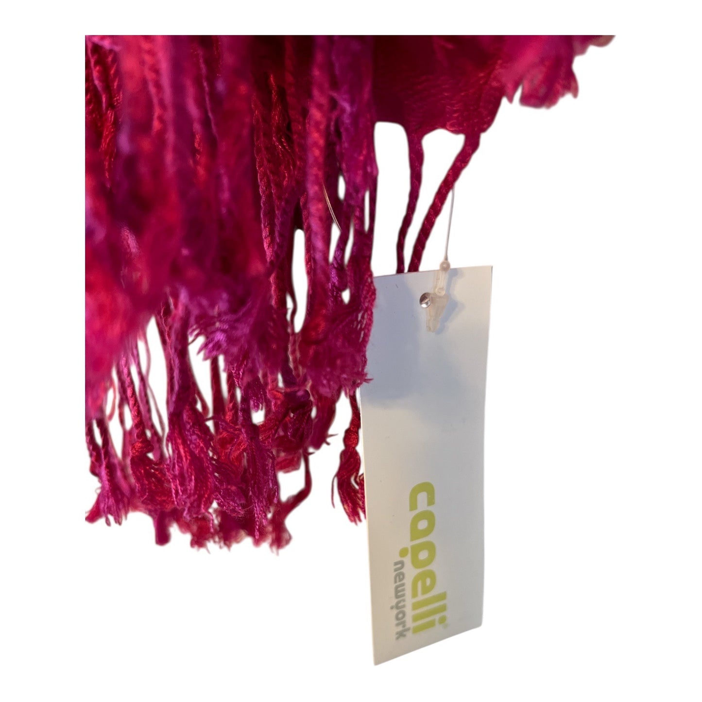 Capelli New York Fuchsia Fringe Scarf – 80” Long – 100% Rayon – Lightweight with Subtle Pattern – NWT