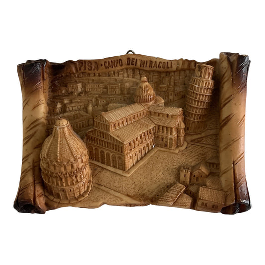 Vintage Pisa Italy Souvenir Wall Plaque Campo dei Miracoli Leaning Tower Relief