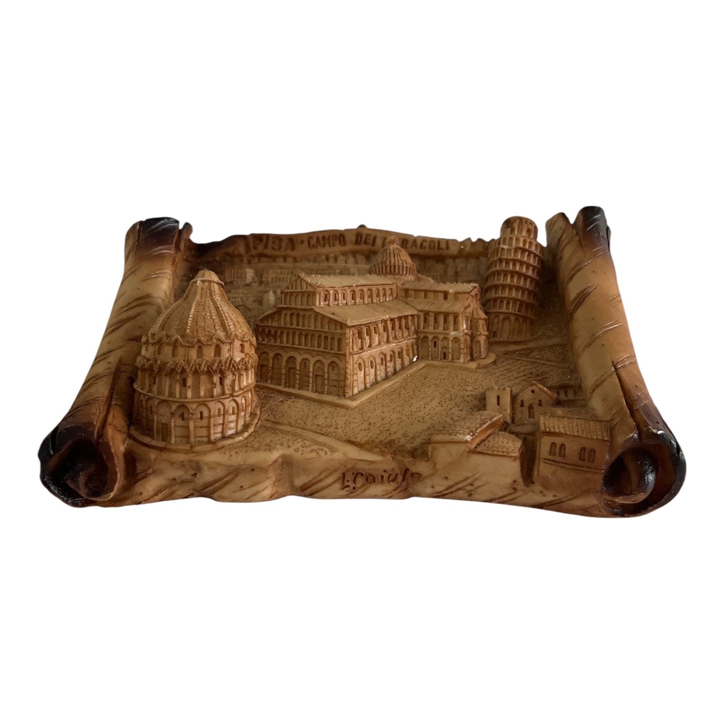 Vintage Pisa Italy Souvenir Wall Plaque Campo dei Miracoli Leaning Tower Relief