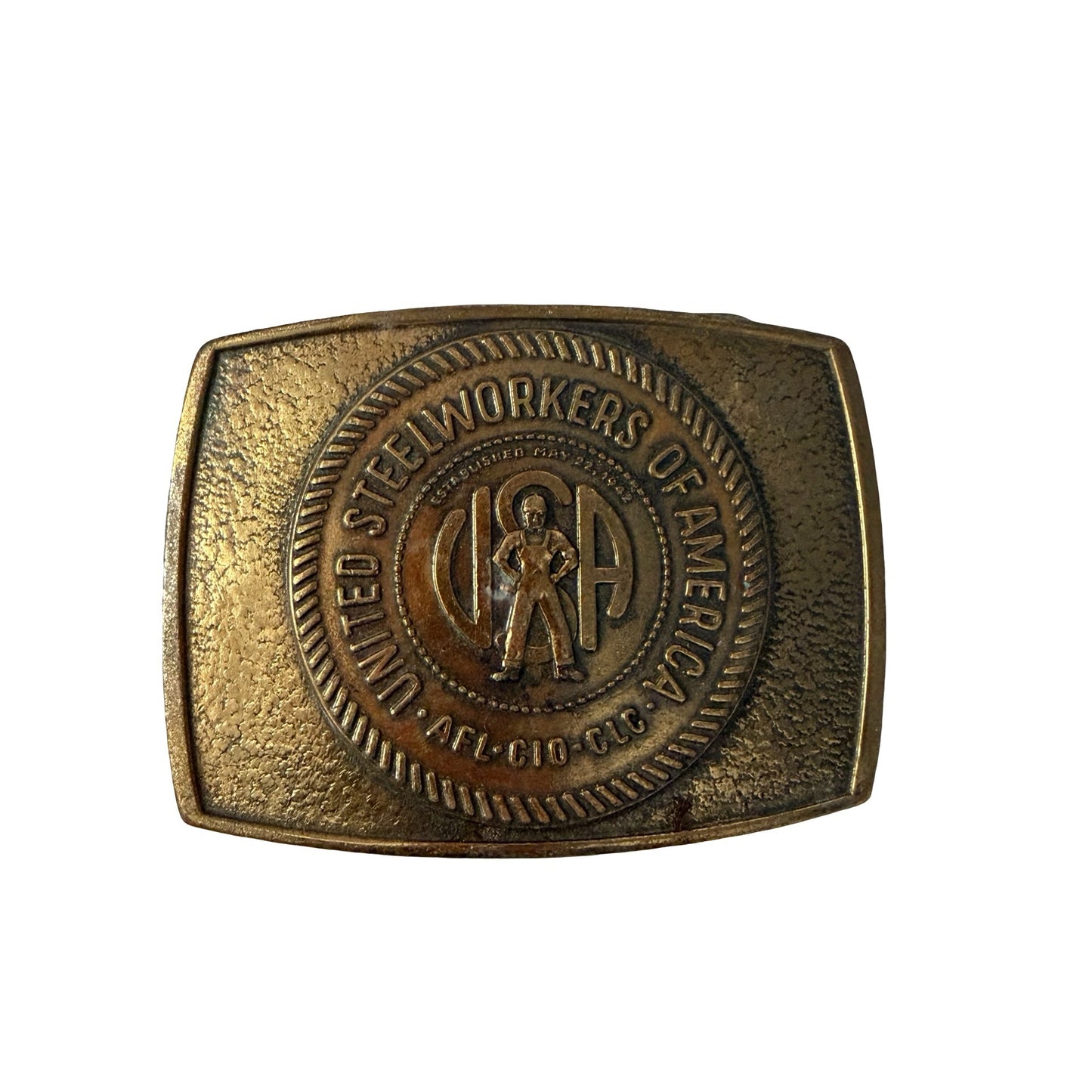 Vintage United Steelworkers of America Belt Buckle AFL CIO CLC Union Worker