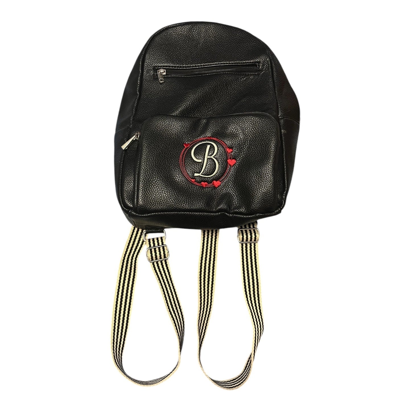Jewell by Thirty-One Black Faux Leather Mini Backpack – Monogram B Logo