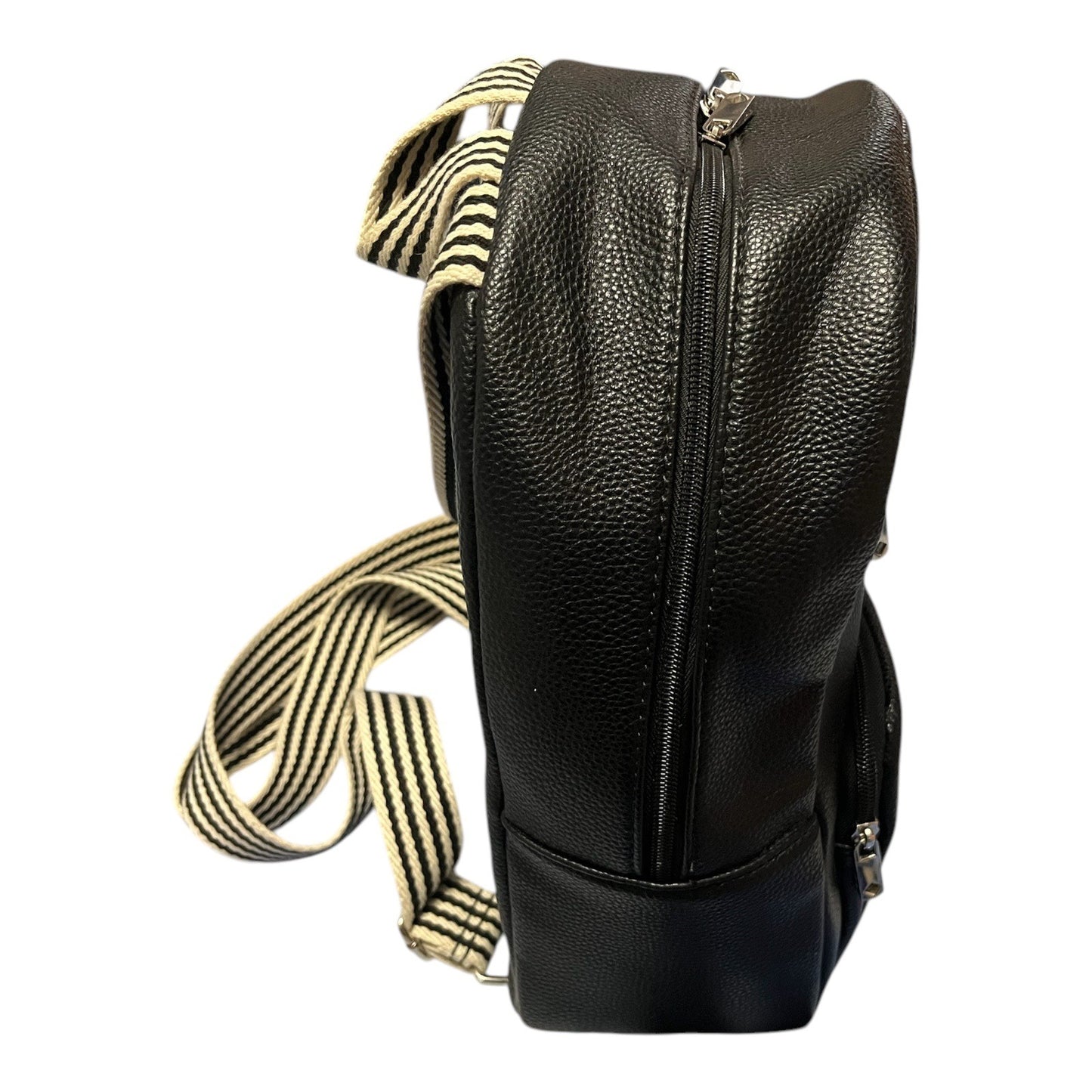 Jewell by Thirty-One Black Faux Leather Mini Backpack – Monogram B Logo