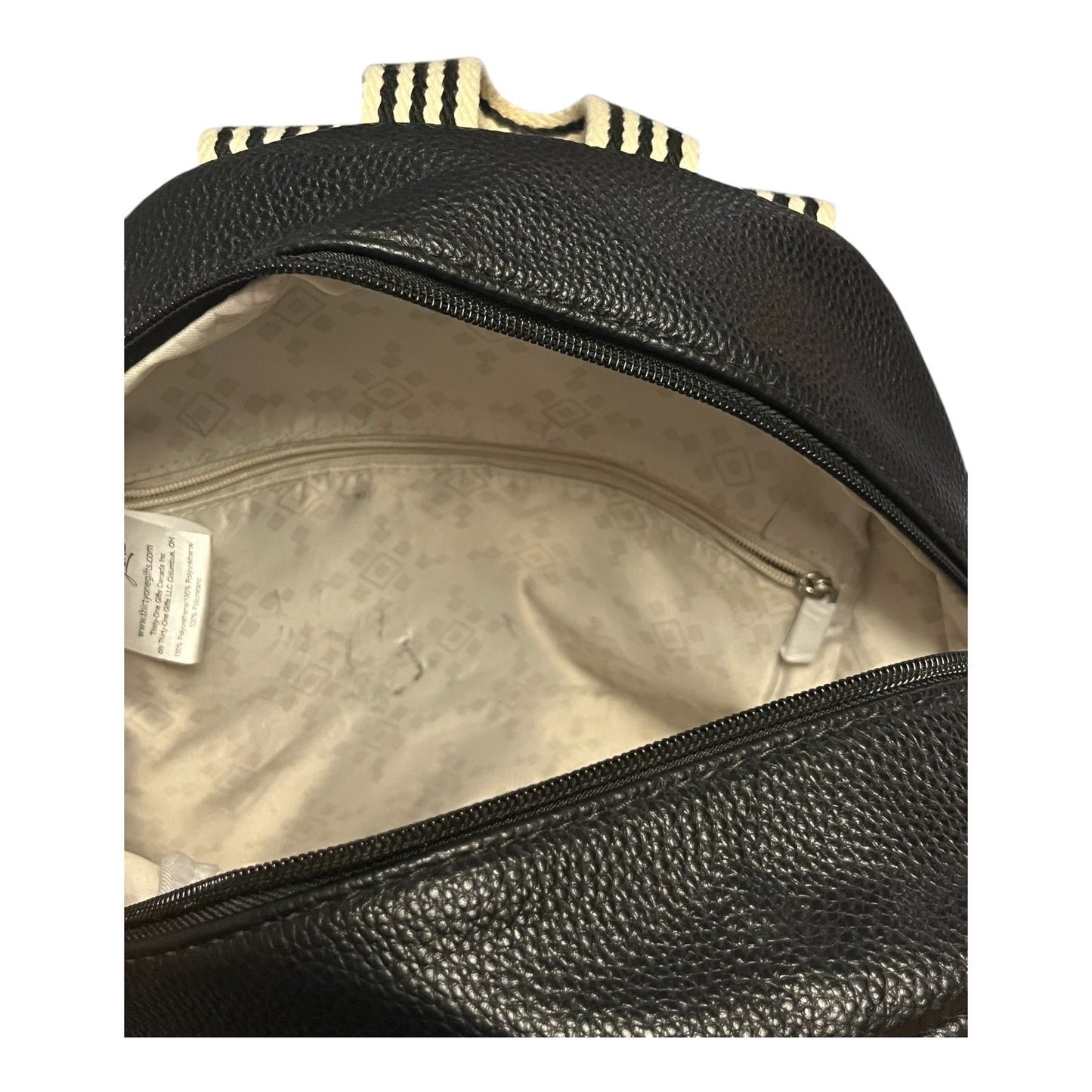 Jewell by Thirty-One Black Faux Leather Mini Backpack – Monogram B Logo