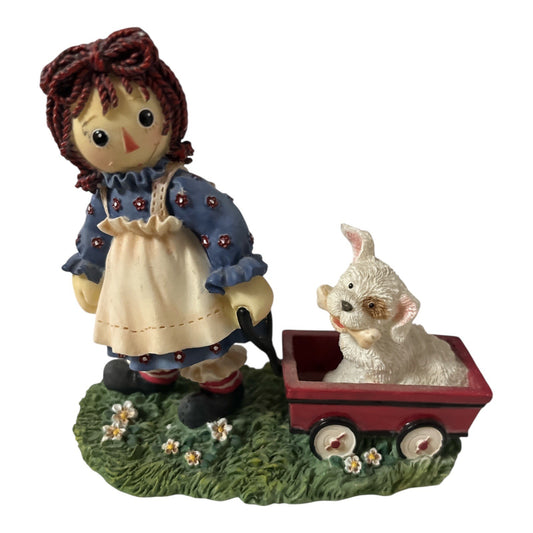 Raggedy Ann & Andy Figurine Girl Pulling Dog Wagon Resin Decor Simon & Schuster