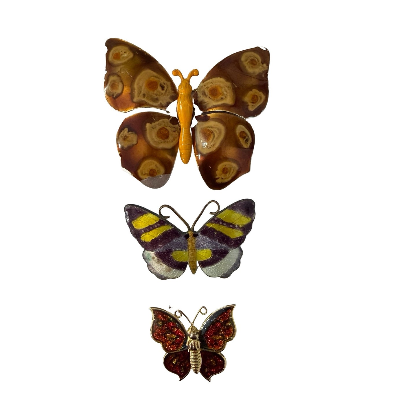 Lot of 3 Vintage Butterfly Brooches Including Made in W. Germany Butterfly Pins