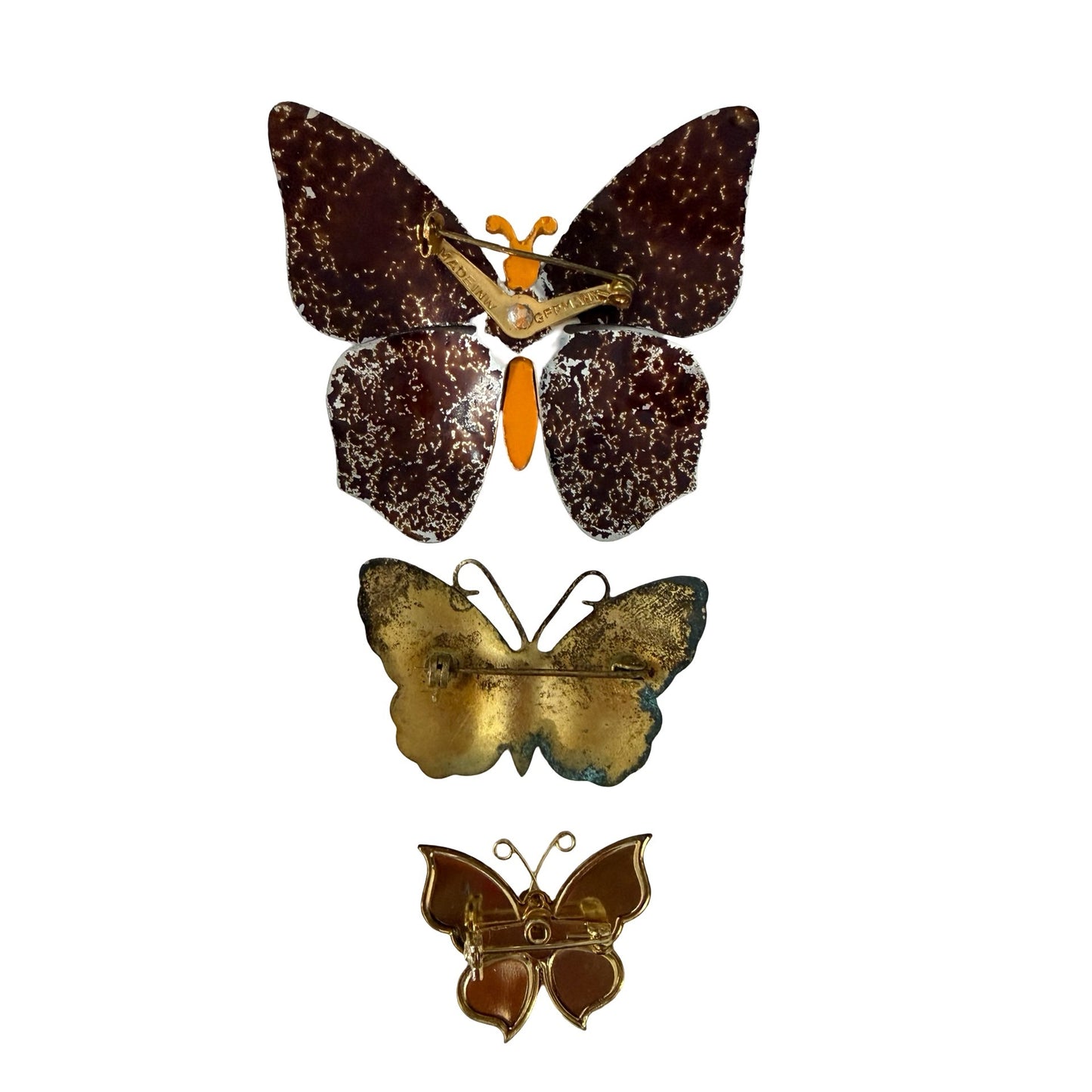 Lot of 3 Vintage Butterfly Brooches Including Made in W. Germany Butterfly Pins