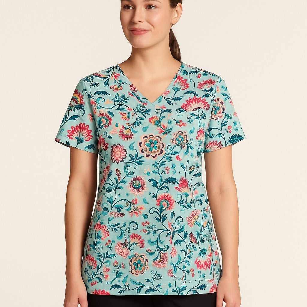 Vera Bradley Women’s Size L Scrub Top V6117 Floral Medallion Pattern