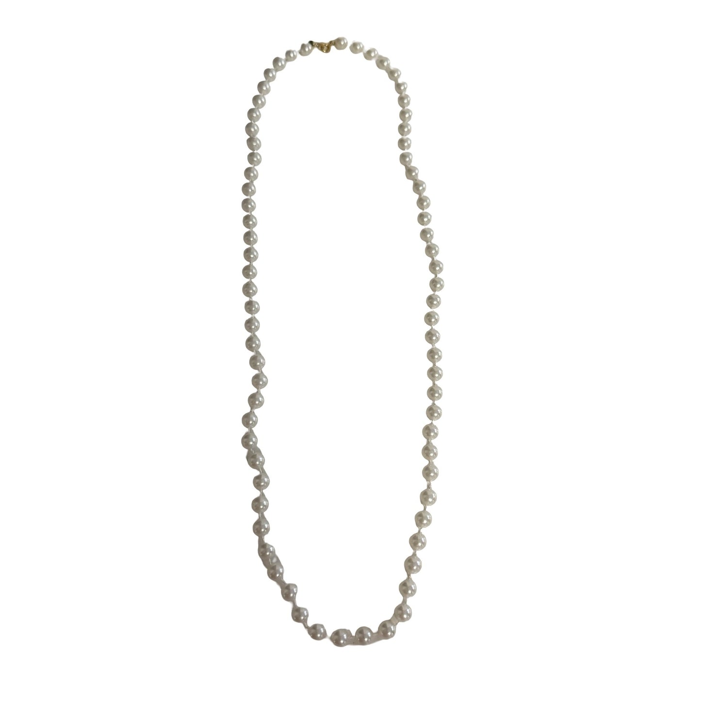 Vintage WLIND 14KGE Faux Pearl Necklace 28 Inch Graduated Cream Pearls