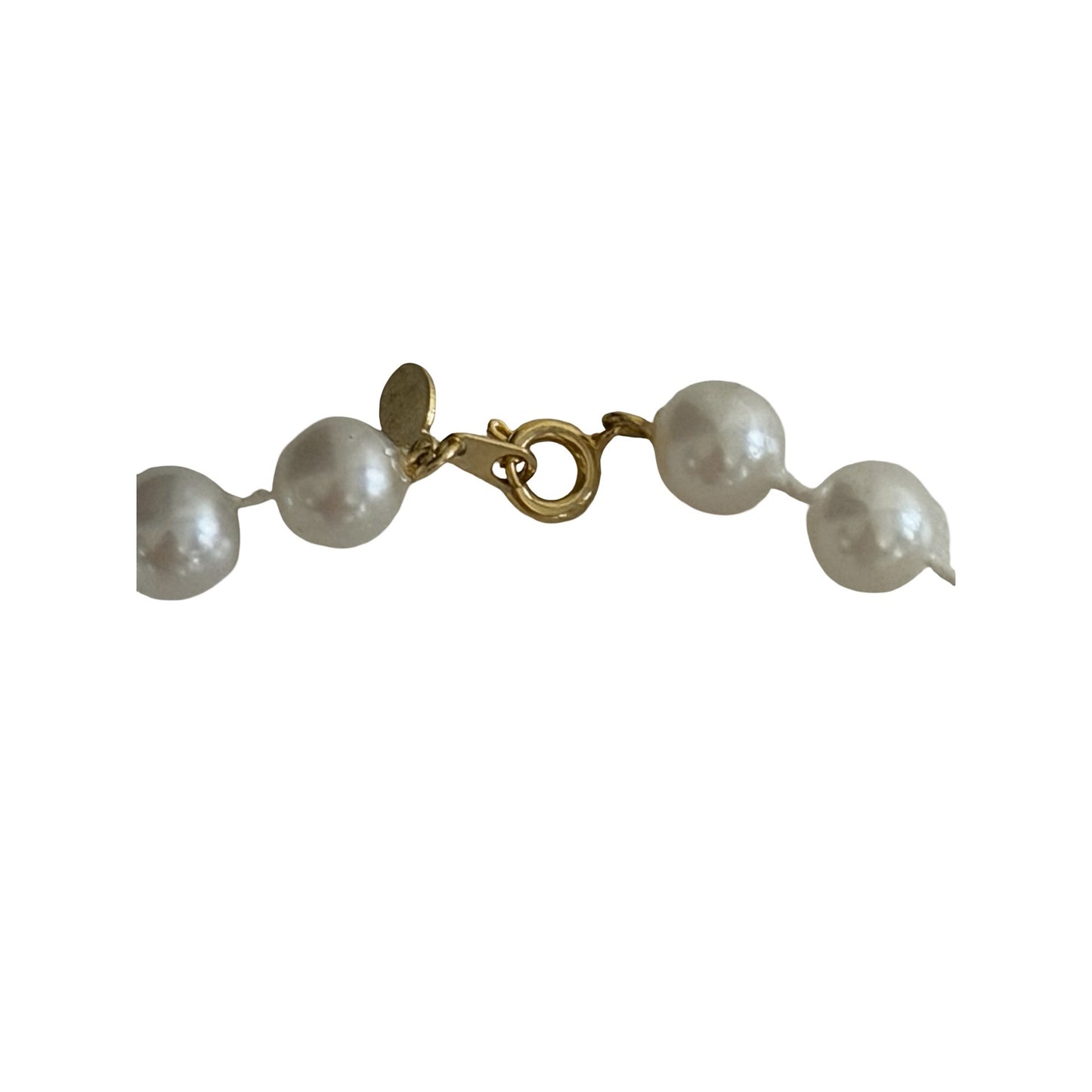 Vintage WLIND 14KGE Faux Pearl Necklace 28 Inch Graduated Cream Pearls