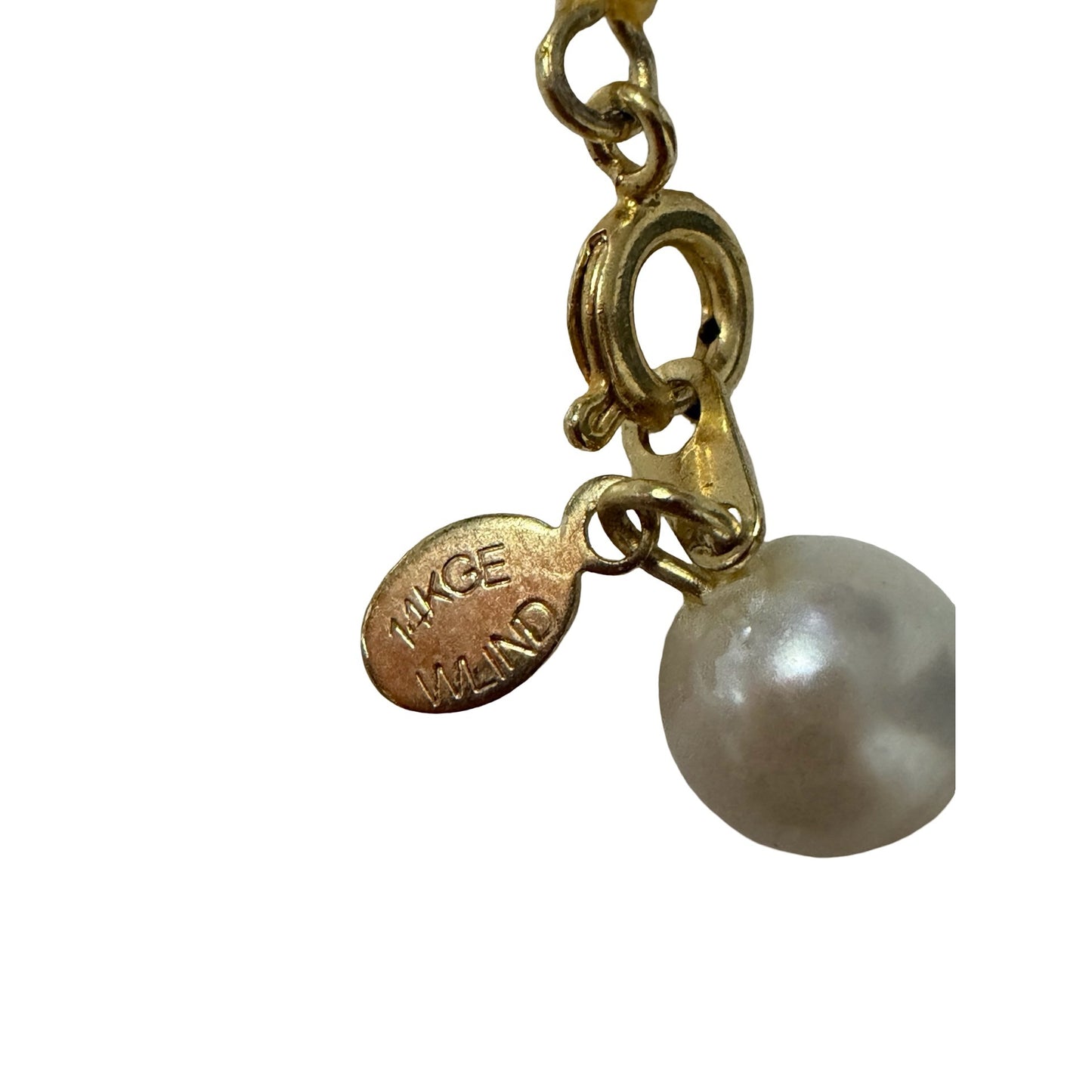 Vintage WLIND 14KGE Faux Pearl Necklace 28 Inch Graduated Cream Pearls