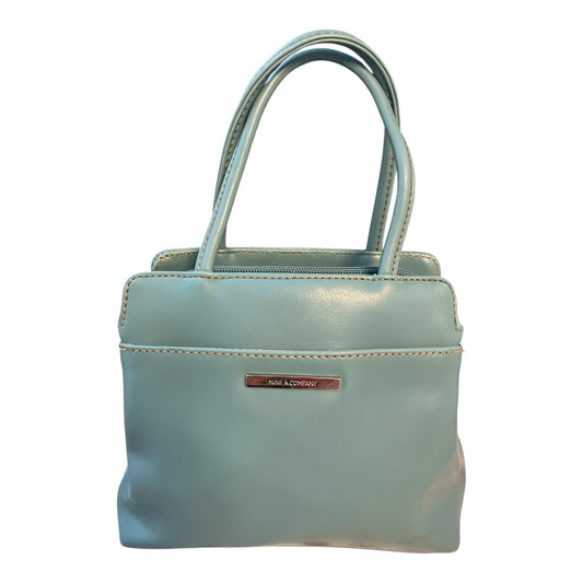 Nine & Company Light Blue Faux Leather Shoulder Bag – 6 x 8 x 2 in – 4” Drop – Early 2000s