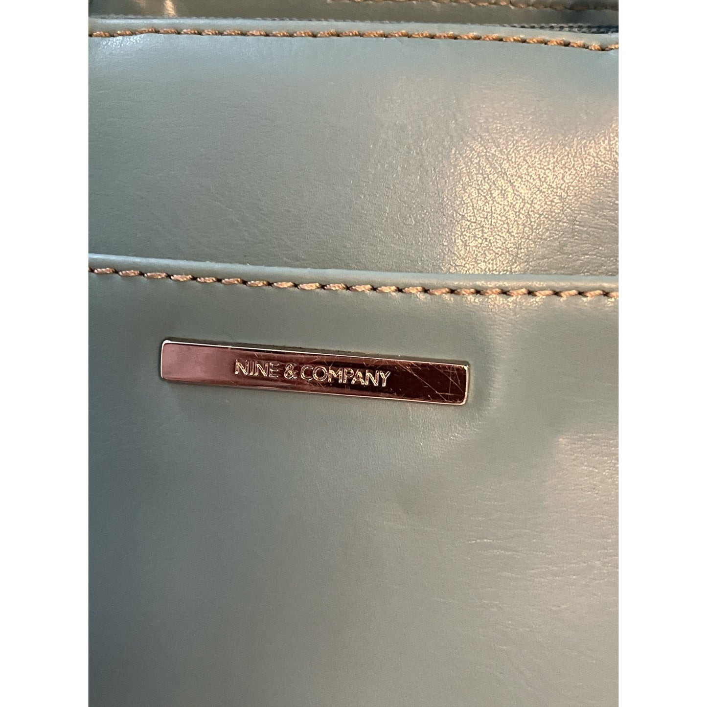 Nine & Company Light Blue Faux Leather Shoulder Bag – 6 x 8 x 2 in – 4” Drop – Early 2000s
