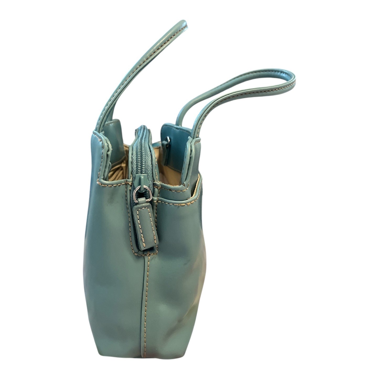Nine & Company Light Blue Faux Leather Shoulder Bag – 6 x 8 x 2 in – 4” Drop – Early 2000s