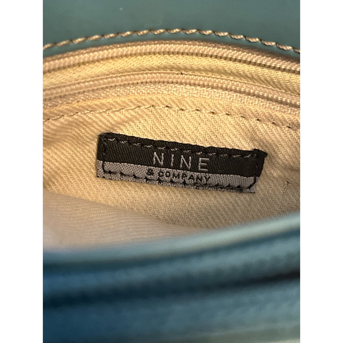 Nine & Company Light Blue Faux Leather Shoulder Bag – 6 x 8 x 2 in – 4” Drop – Early 2000s