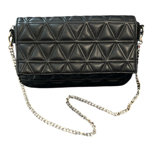 Express Quilted Faux Leather Crossbody Bag – Black – Gold Chain Strap – 6 x 11 x 1.5 in – 14” Drop