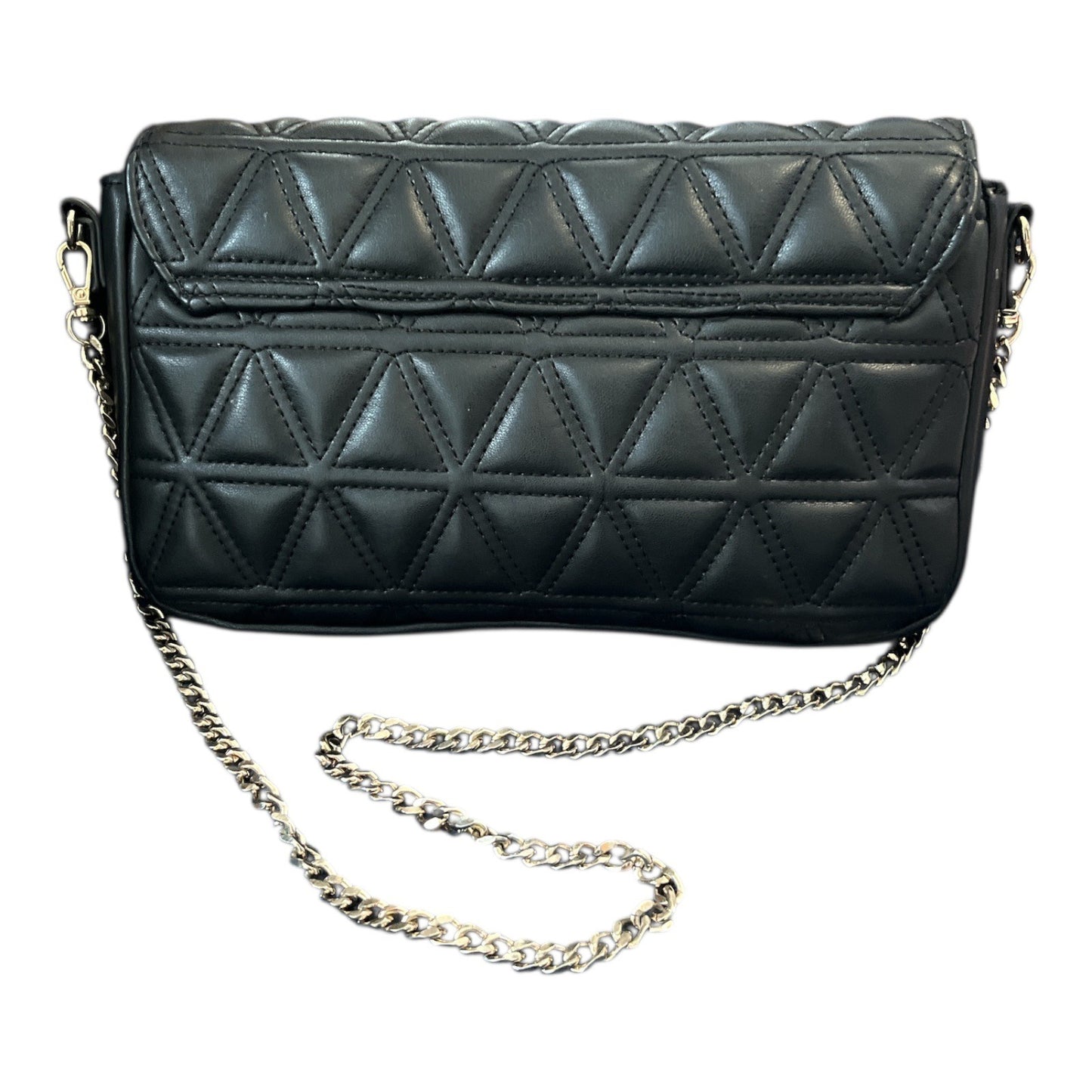 Express Quilted Faux Leather Crossbody Bag – Black – Gold Chain Strap – 6 x 11 x 1.5 in – 14” Drop