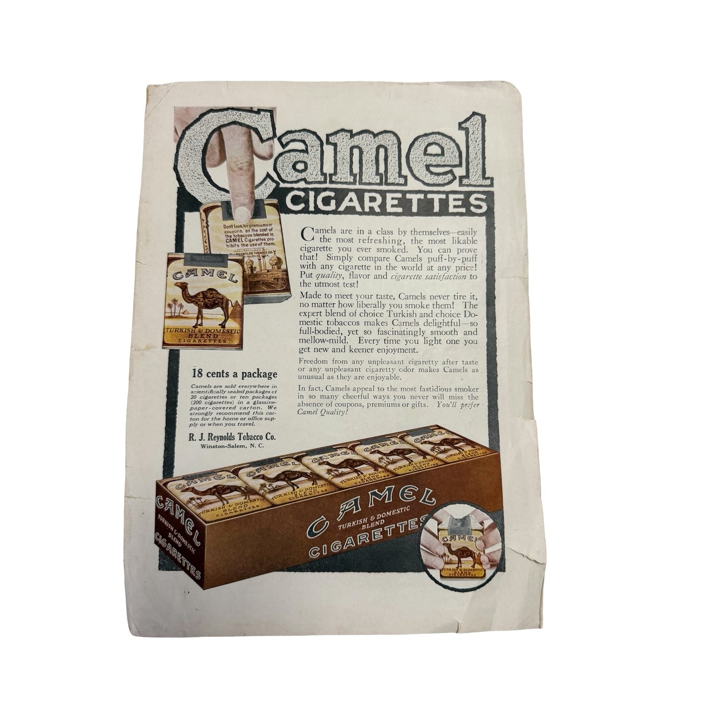 Vintage Camel Cigarettes & Nut Tootsie Rolls Magazine Advertisement Page Double Sided Ephemera