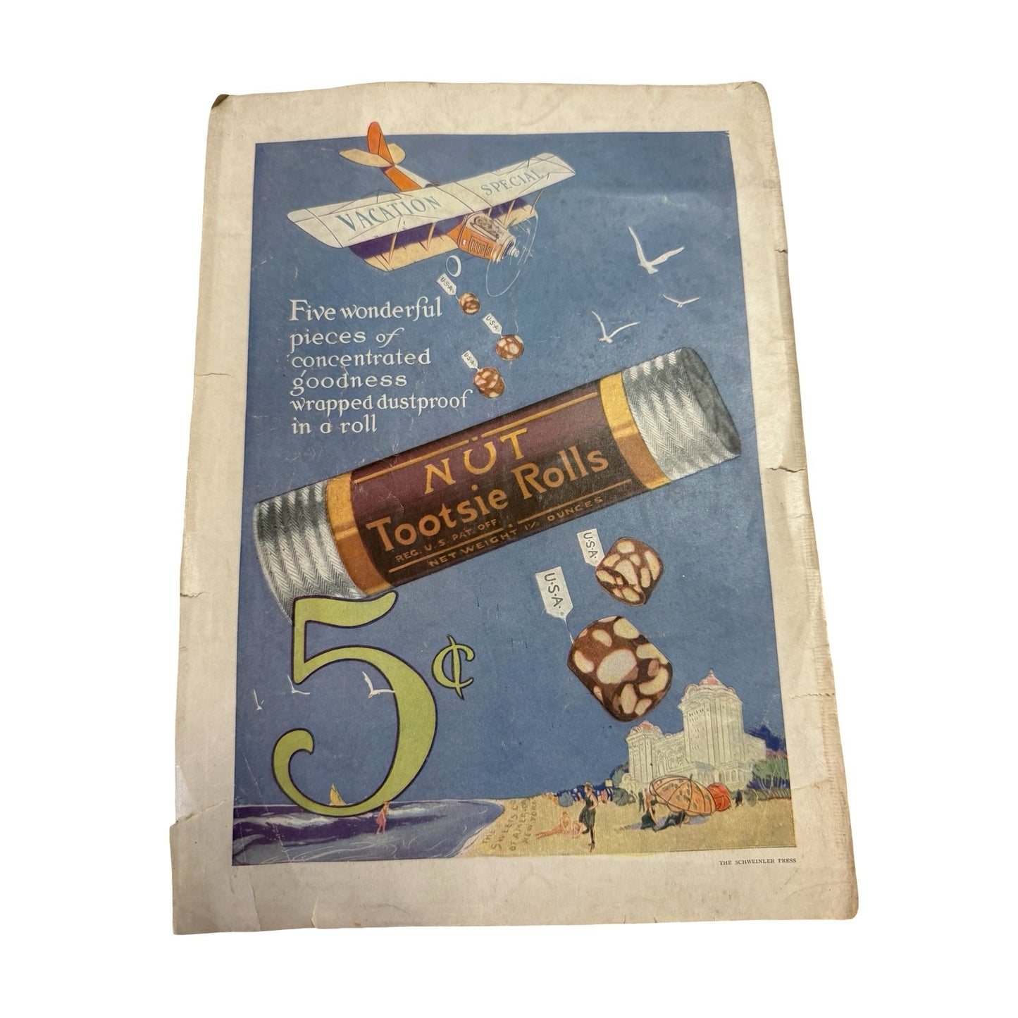 Vintage Camel Cigarettes & Nut Tootsie Rolls Magazine Advertisement Page Double Sided Ephemera