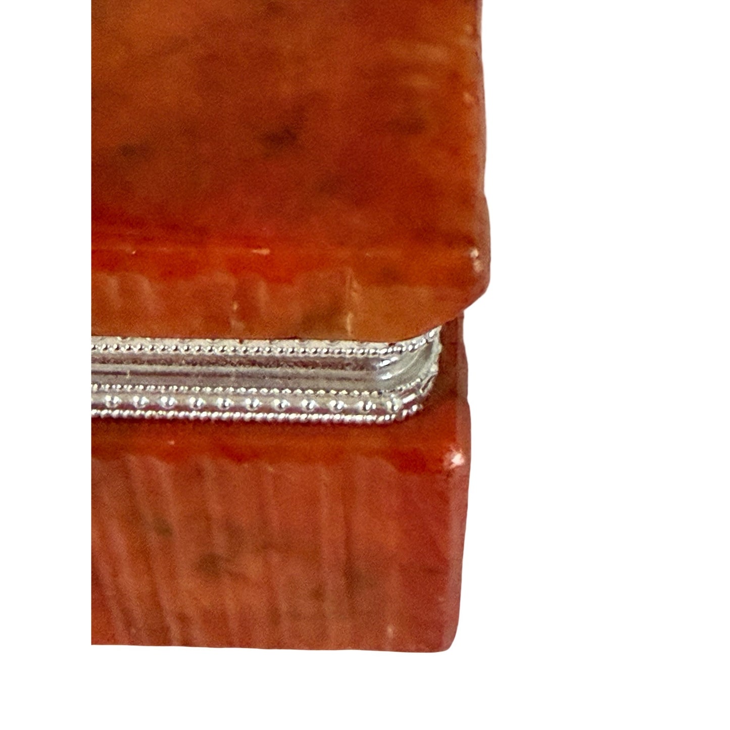Vintage Italian Genuine Alabaster Trinket Box Red Marble Look Jewelry Keepsake Box