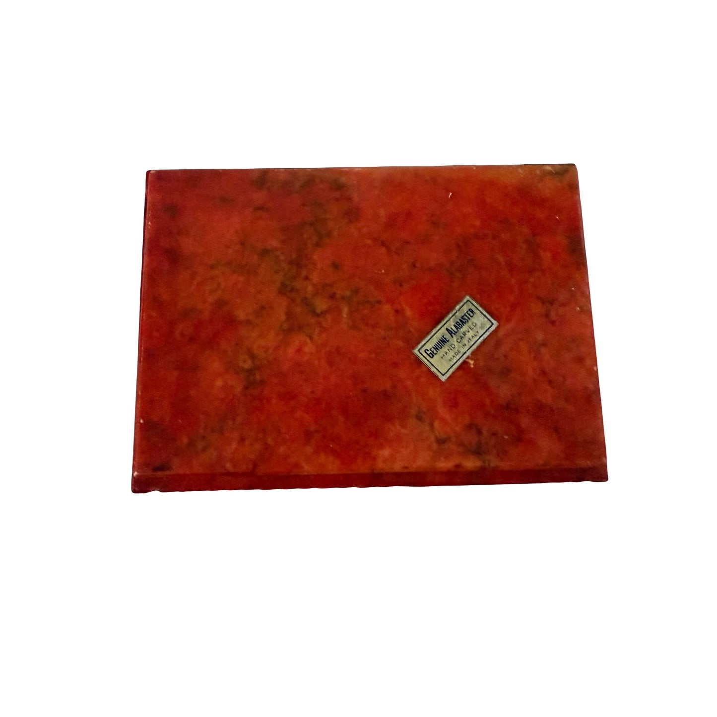 Vintage Italian Genuine Alabaster Trinket Box Red Marble Look Jewelry Keepsake Box