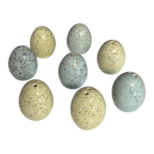 Set of 8 Ceramic Speckled Egg Salt & Pepper Shakers – Pastel Farmhouse Spring Easter Decor