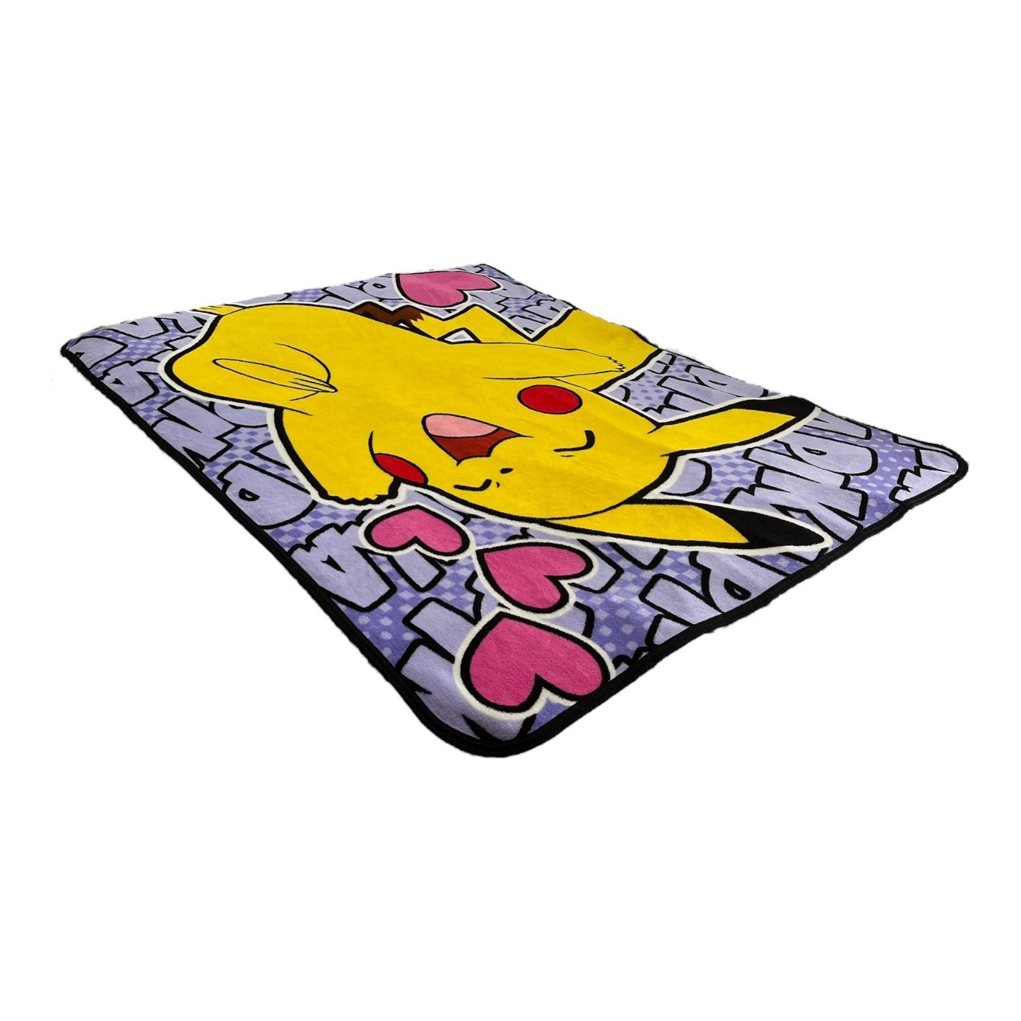 Pokemon Pikachu Fleece Throw Blanket – Purple Comic Heart Design
