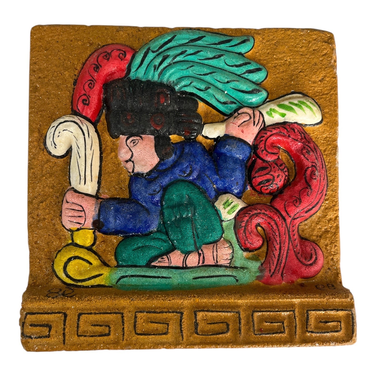Vintage Mayan Shaman Wall Plaque El Mago Maya Hand Finished Mexico 5.5”