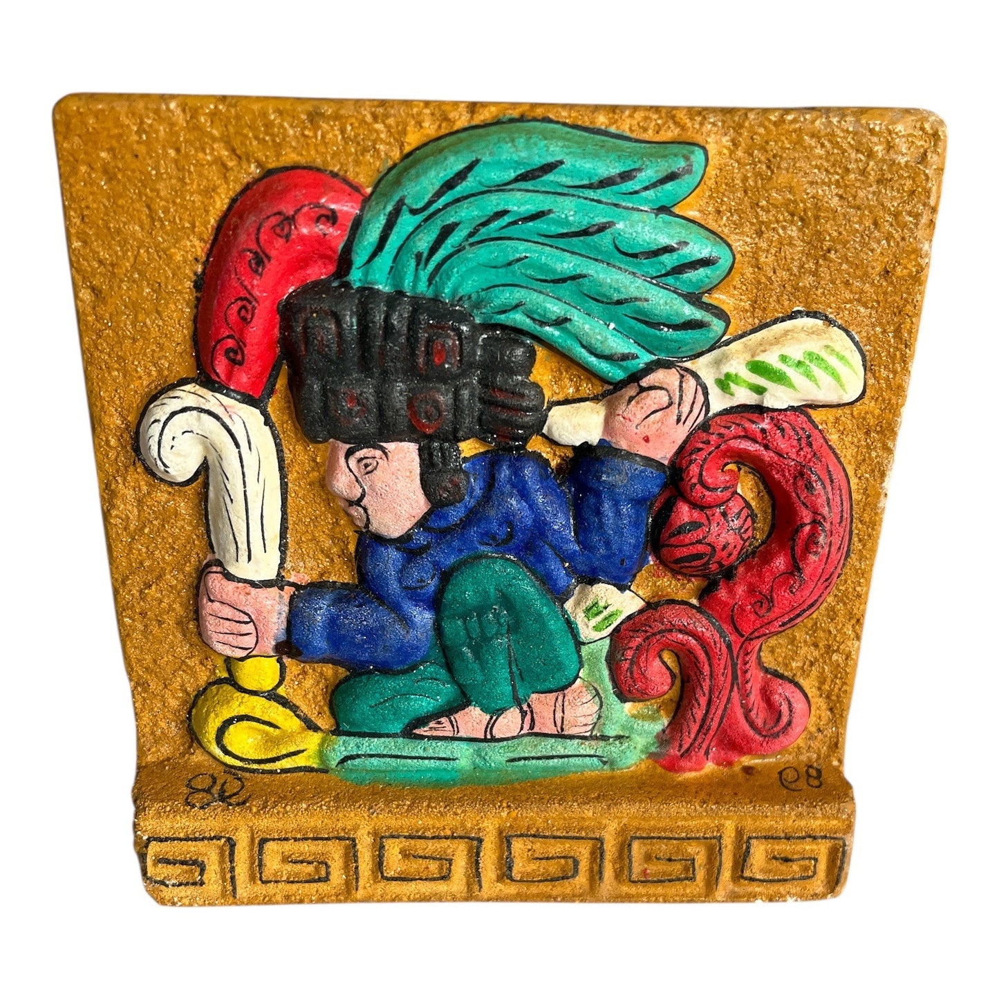 Vintage Mayan Shaman Wall Plaque El Mago Maya Hand Finished Mexico 5.5”