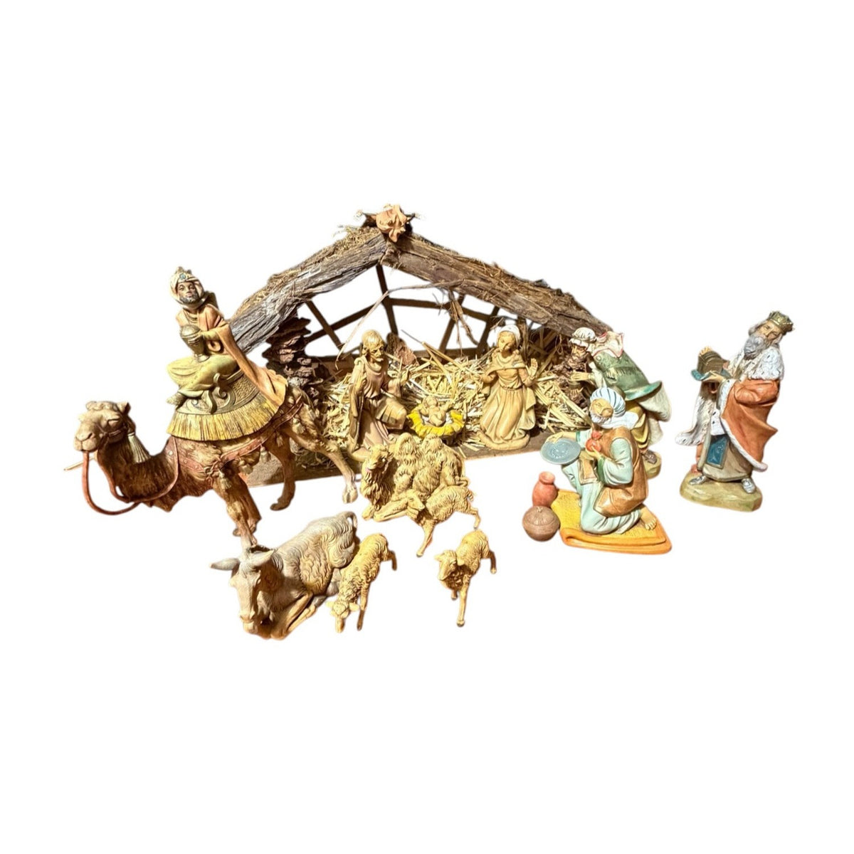 Vintage Fontanini Depose Italy Nativity Set 7.5 Inch Figures Wood Creche
