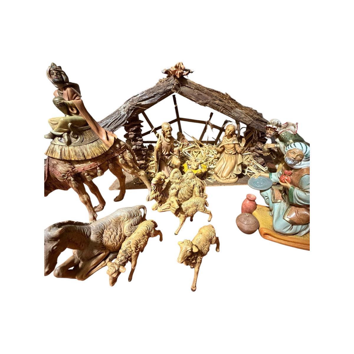 Vintage Fontanini Depose Italy Nativity Set 7.5 Inch Figures Wood Creche