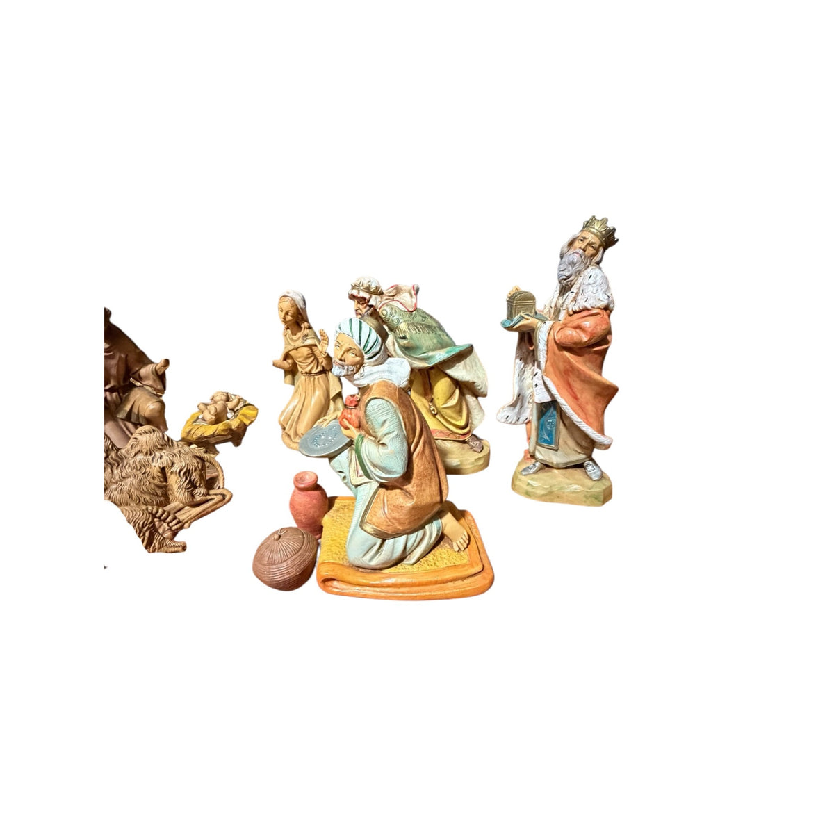 Vintage Fontanini Depose Italy Nativity Set 7.5 Inch Figures Wood Creche
