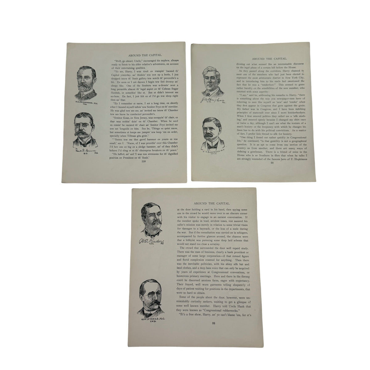 Antique 1902 Thomas Fleming Political Caricature Prints Congress Satire 3 Sheets