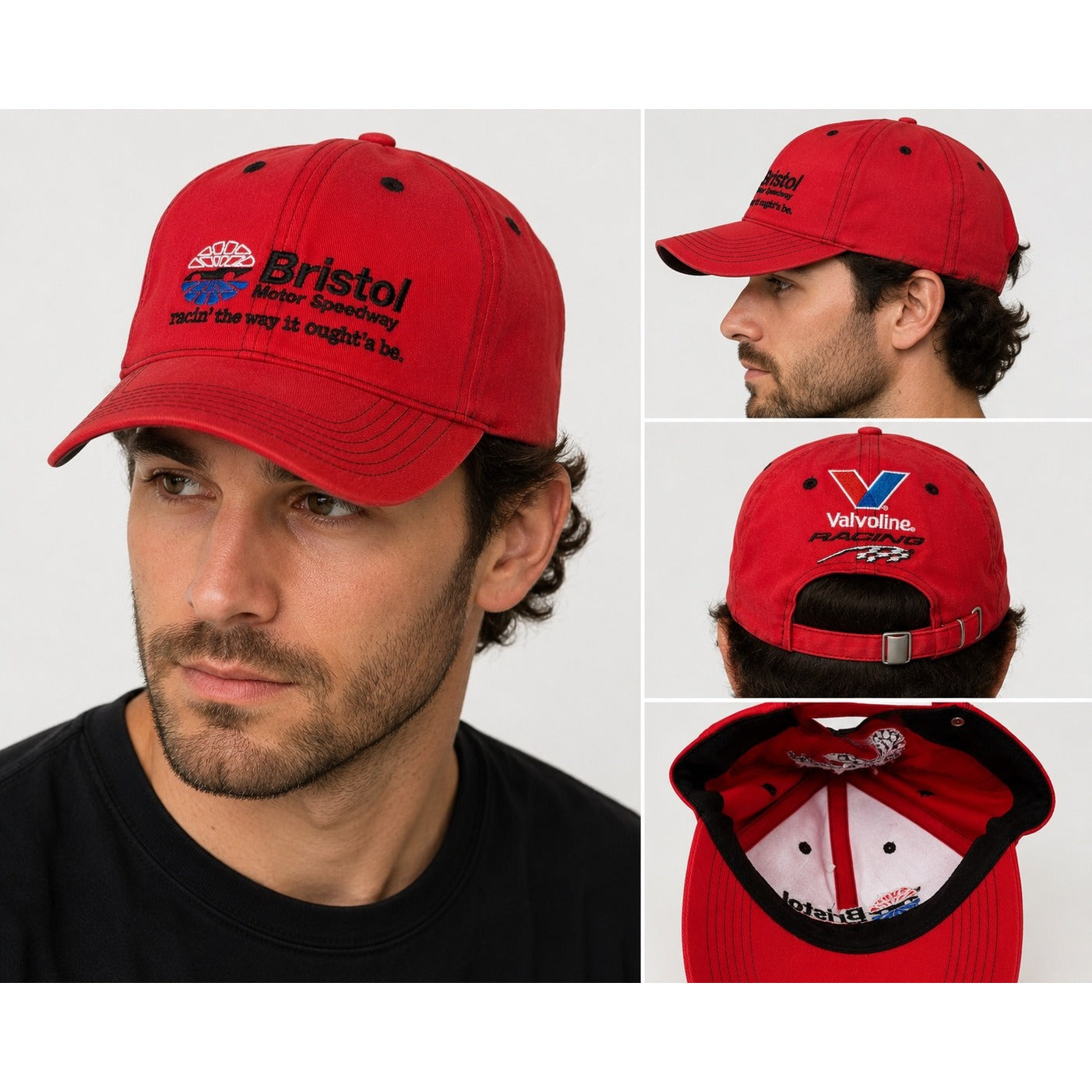 Vintage Bristol Motor Speedway Valvoline Racing Red Strapback Hat NASCAR Cap