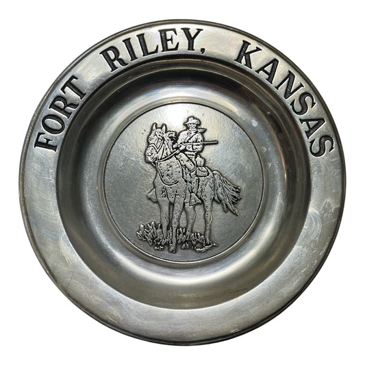 Vintage Wilton Aluminum Fort Riley Kansas Commemorative Plate Made in USA