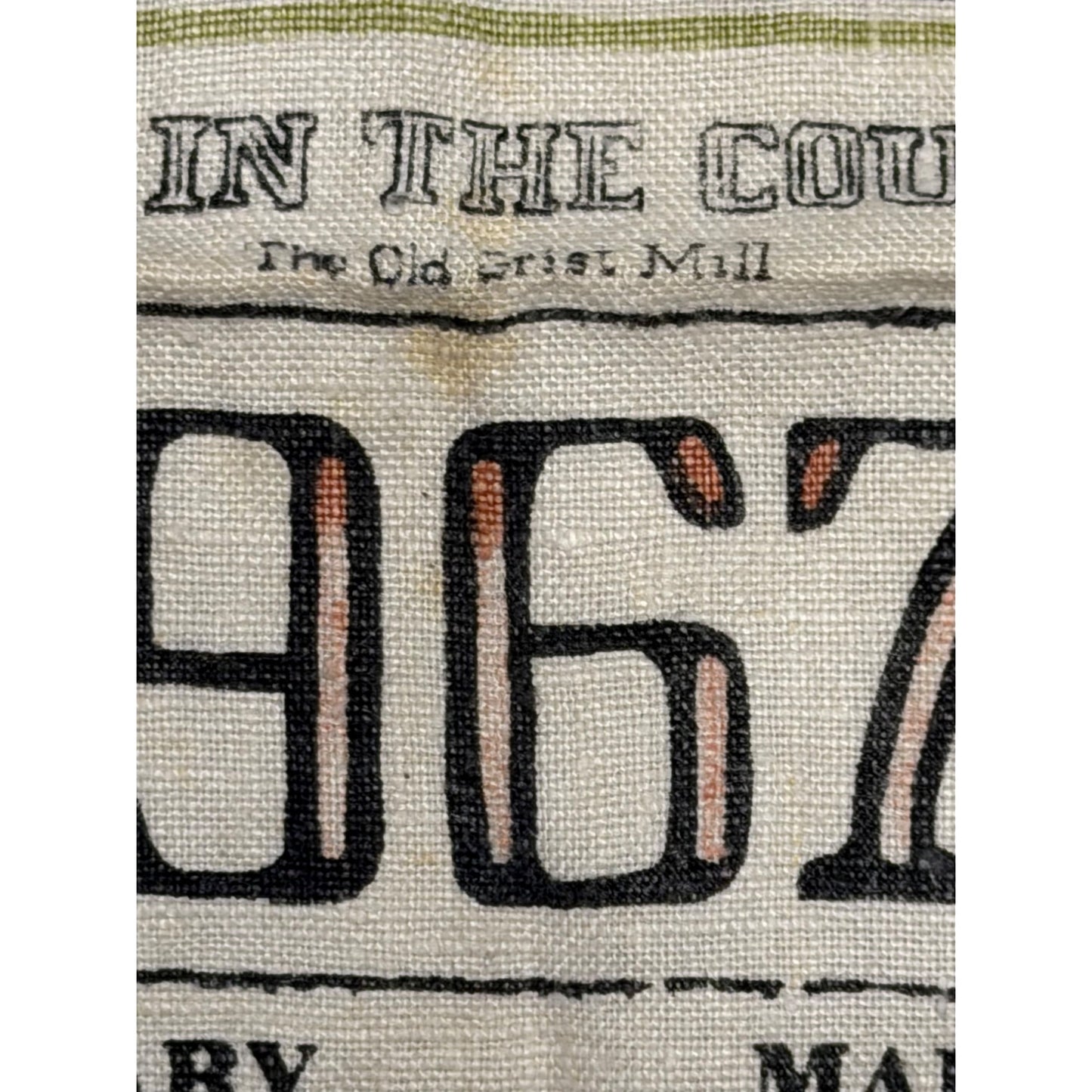 Vintage 1967 Linen Calendar Tea Towel Winter In The Country Old Grist Mill Currier Ives
