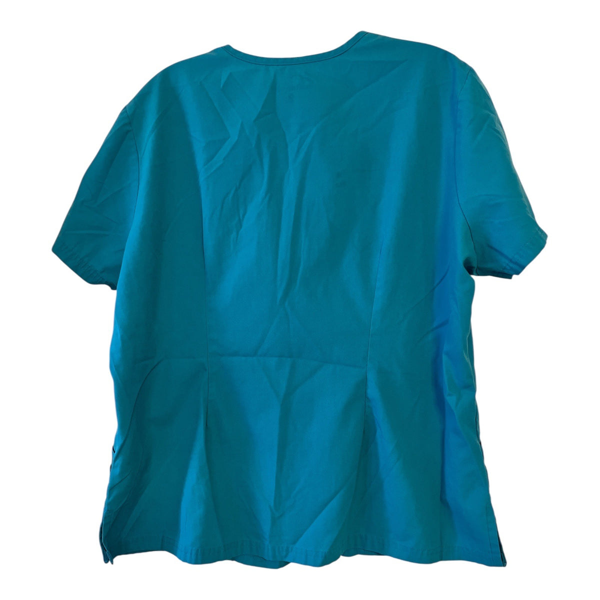 Butter-Soft Women's Teal Scrub Tops Size Large Lot of 3 Zip Neck 2 Pocket