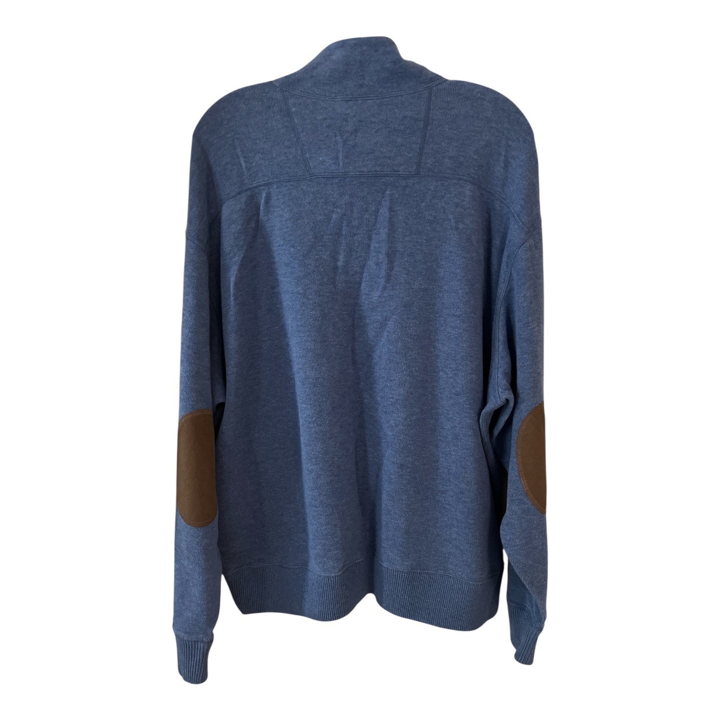 Cremieux Men's XXL Blue Quarter Zip Pullover Sweatshirt Faux Suede Elbow Patches