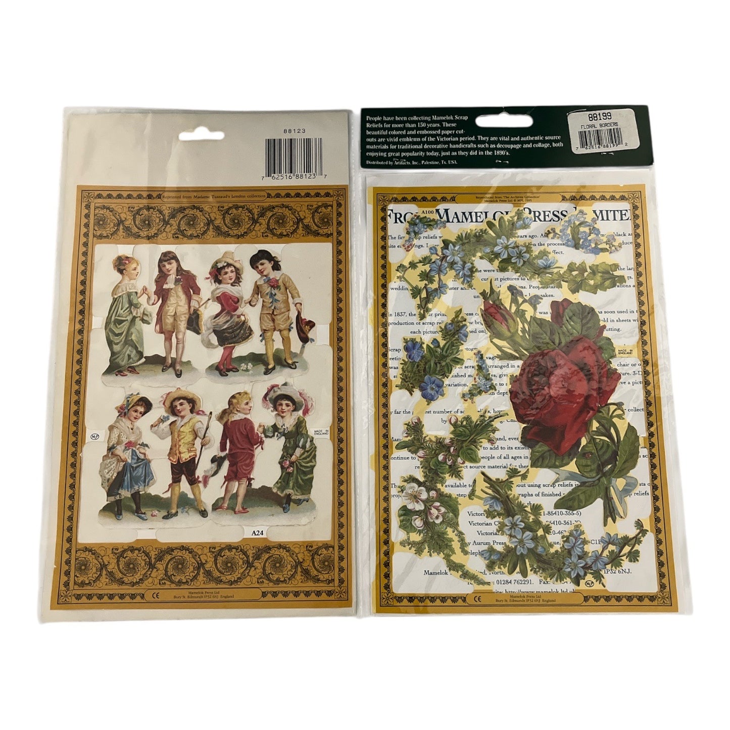VTG Victorian Scrap Reliefs Decoupage Art Lot 2 Packs Embossed Paper Cutouts Craft Collage