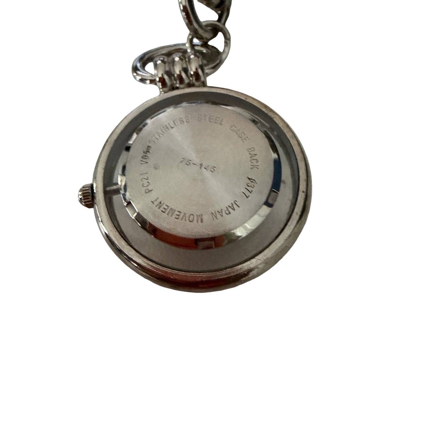 Vintage Style Rotating Keychain Watch Quartz Japan Movement Purse Clip Silver Tone