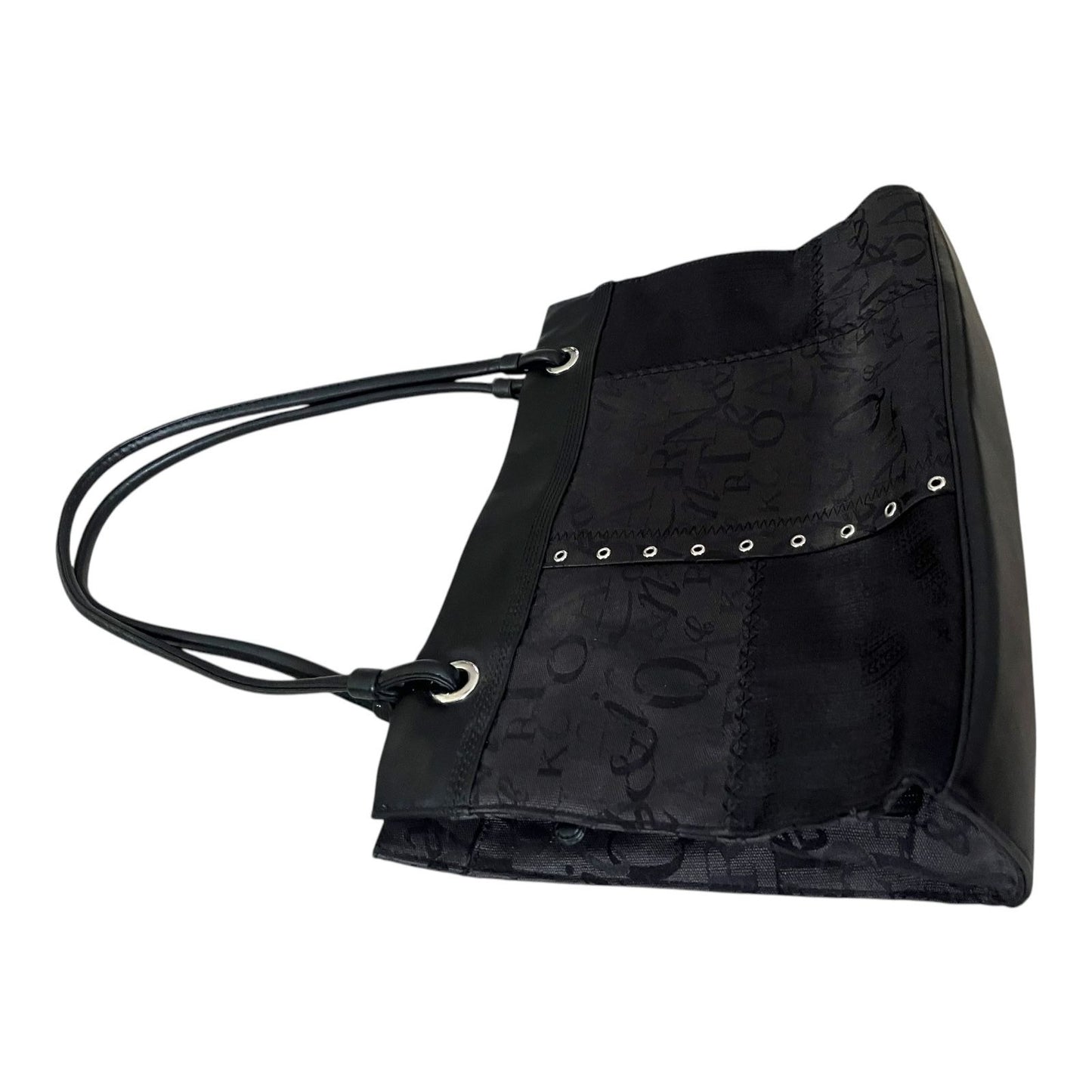 Sag Harbor Black Alphabet Patchwork Tote Bag Faux Leather Shoulder Bag Y2K