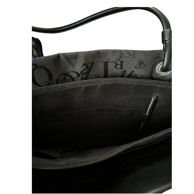 Sag Harbor Black Alphabet Patchwork Tote Bag Faux Leather Shoulder Bag Y2K