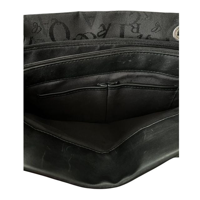 Sag Harbor Black Alphabet Patchwork Tote Bag Faux Leather Shoulder Bag Y2K