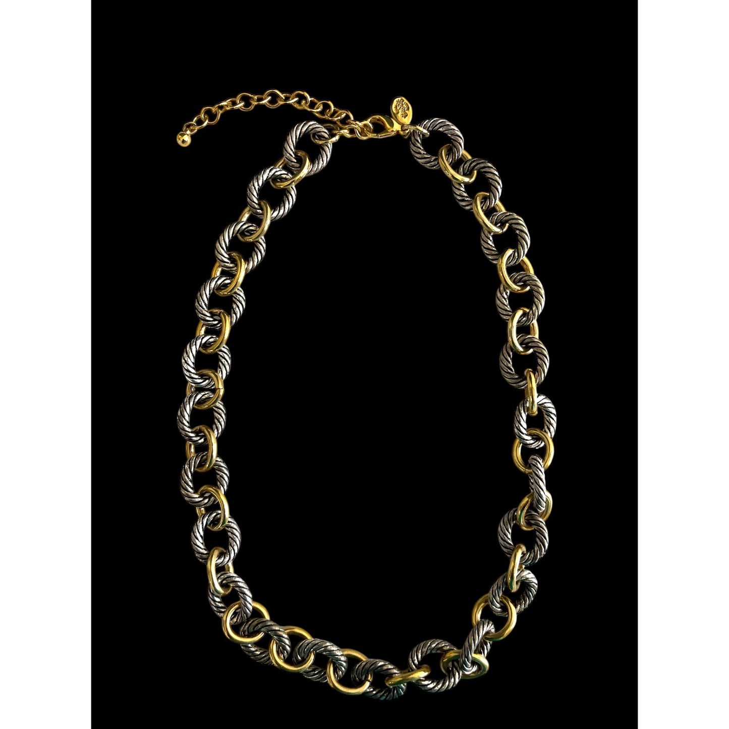 Premier Designs PD Two-Tone Rope Chain Necklace with Crown Crest Tag