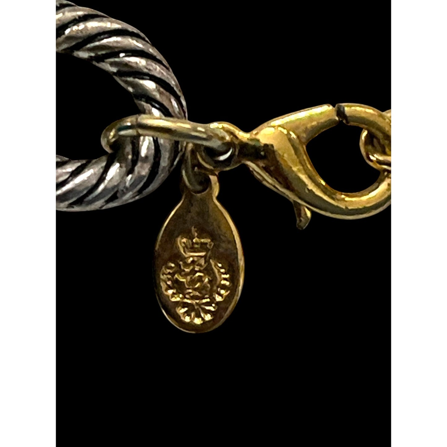 Premier Designs PD Two-Tone Rope Chain Necklace with Crown Crest Tag