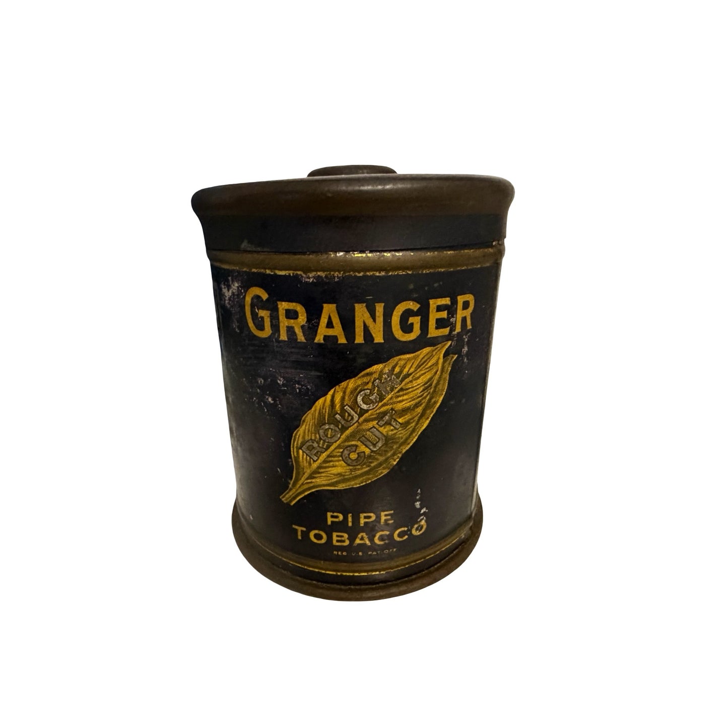 Vintage Granger Rough Cut Pipe Tobacco Tin Pointer Dog Advertising Canister Liggett Myers