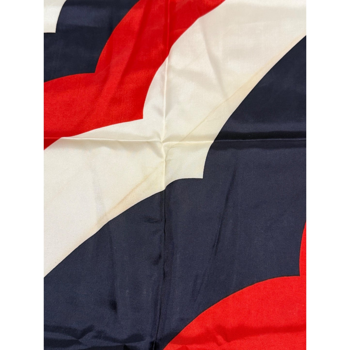 Vintage Geometric Red White Blue Satin Scarf Square Mod Retro 26 Inch
