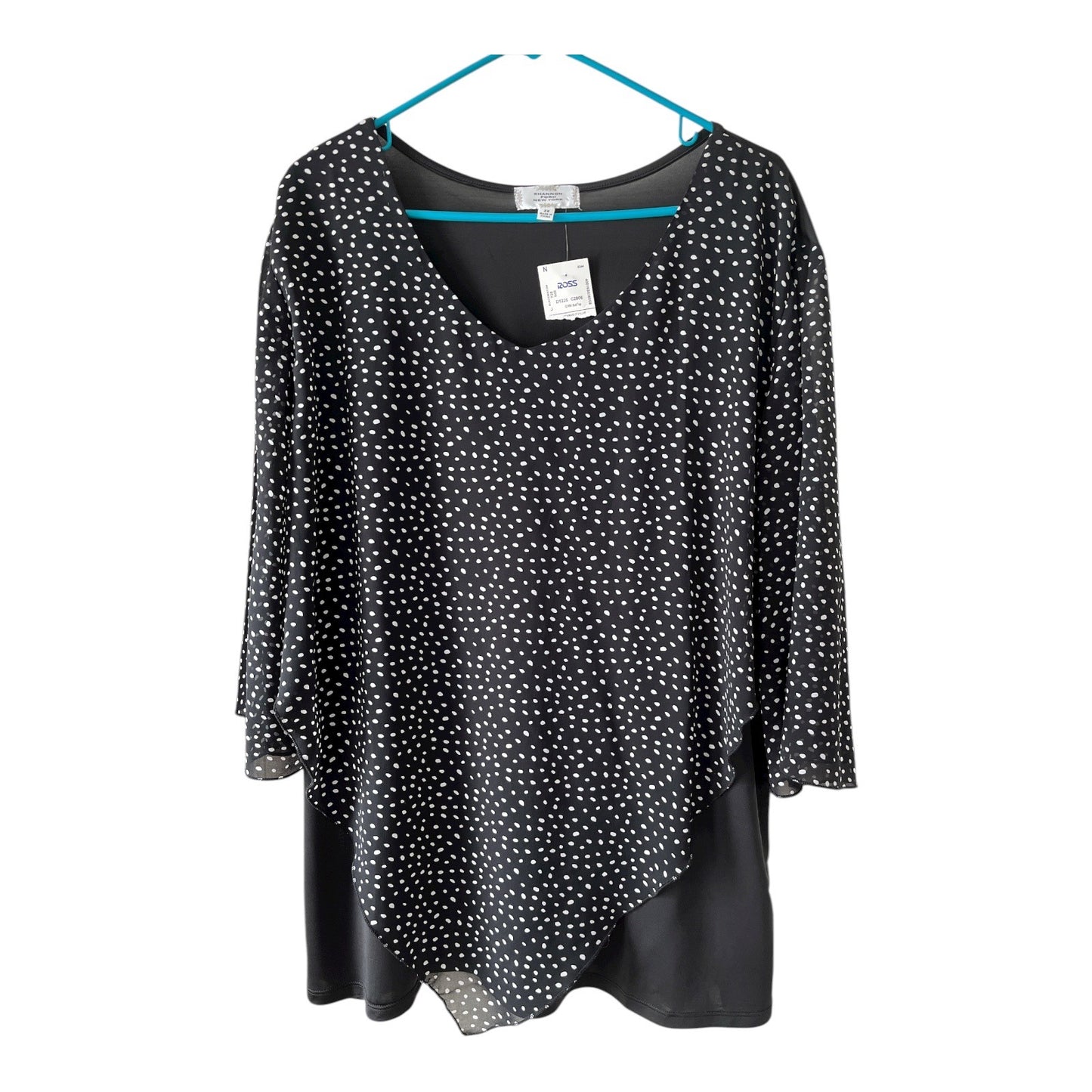 Shannon Ford New York Women’s 2X Black White Polka Dot Asymmetrical Knit Top