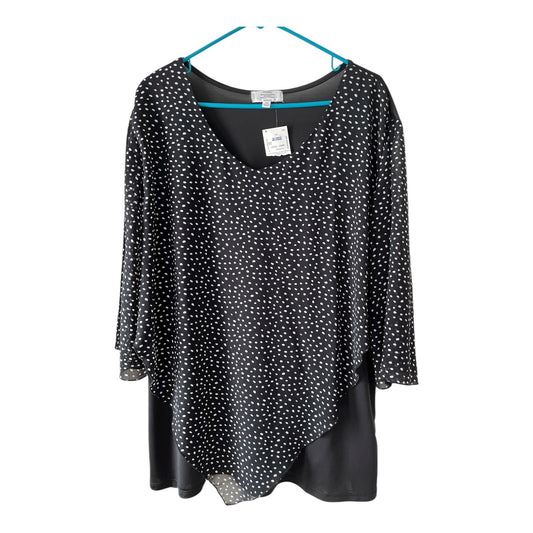 Shannon Ford New York Women’s 2X Black White Polka Dot Asymmetrical Knit Top