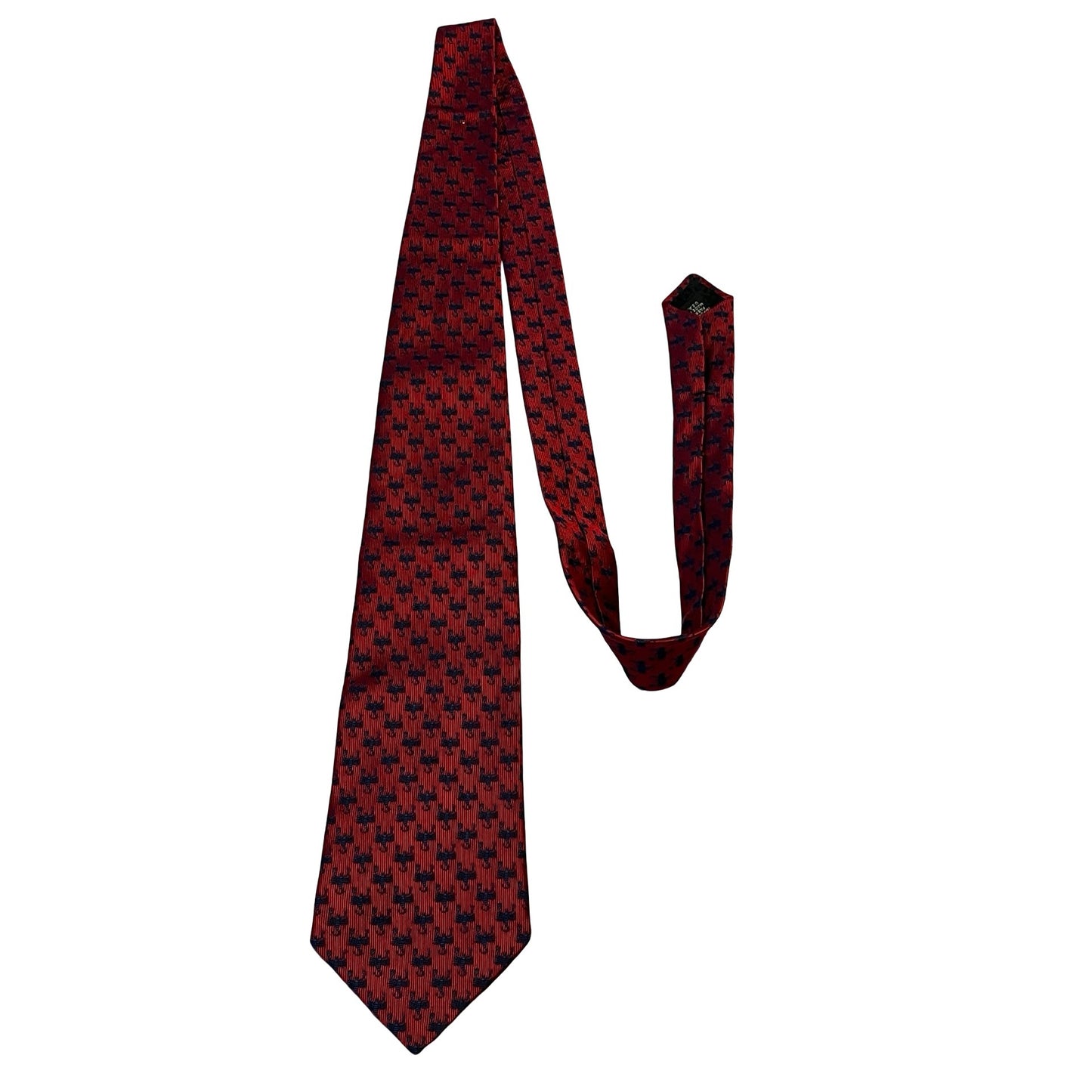 Murano Red Tie Black Scorpion Pattern Textured Designer Necktie Classic Italian Style